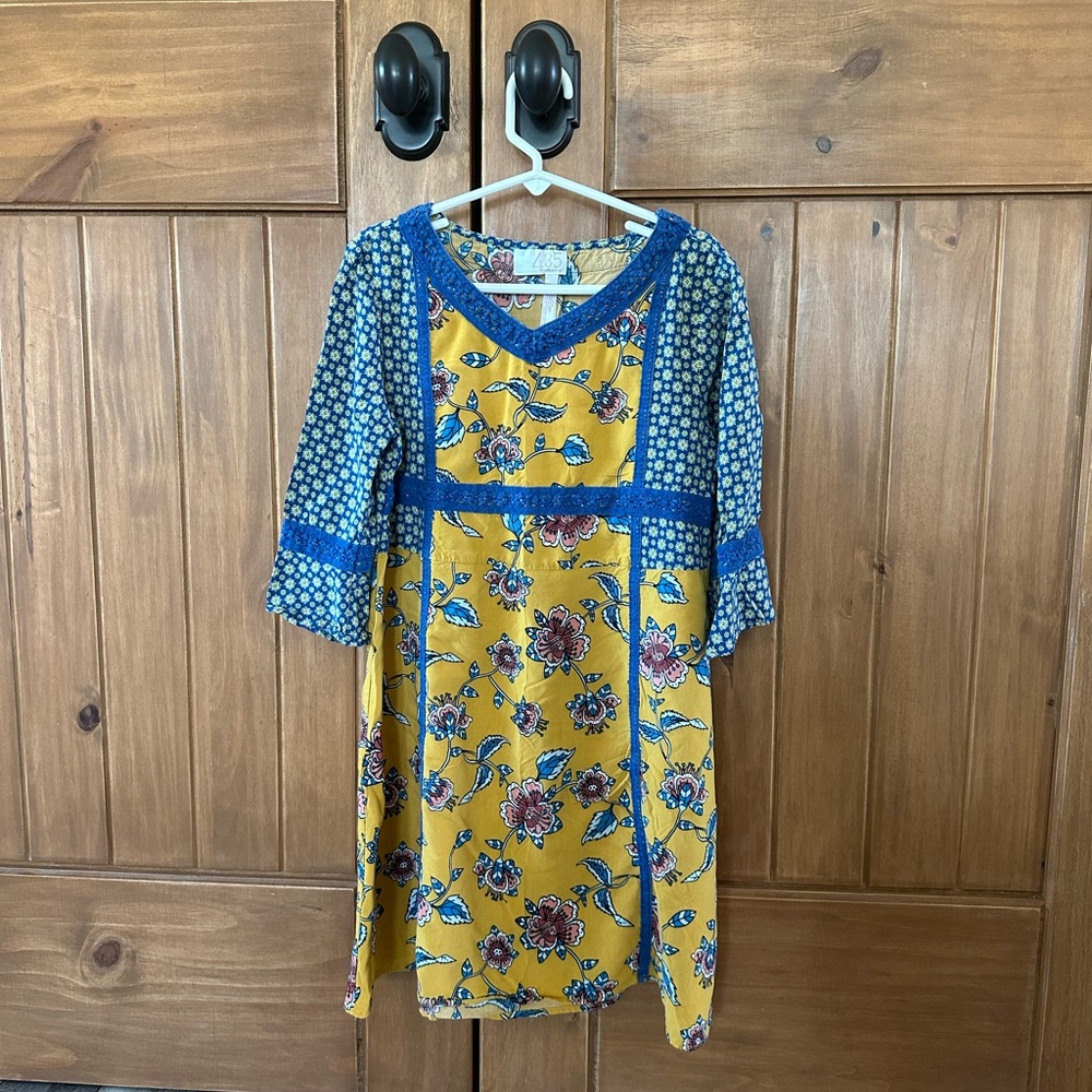 Matilda Jane Floral Yellow and Blue Girl’s Dress